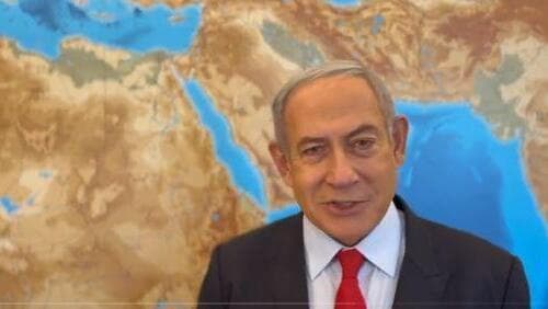 Netanyahu en un video donde critica las últimas decisiones de Irán.