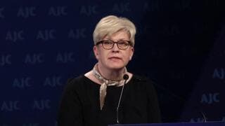 La primera ministra lituana, Ingrida Šimonytė, en la conferencia del AIPAC.