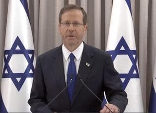 El presidente Isaac Herzog, en un tramo de su discurso. 