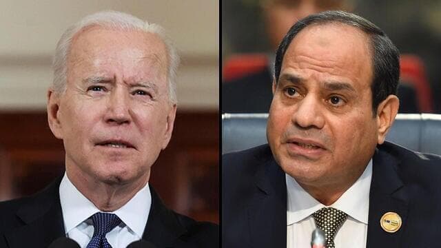 El presidente estadounidense Joe Biden y el presidente egipcio Abdel Fattah el-Sisi. (Reuters, AFP) El presidente estadounidense Joe Biden y el presidente egipcio Abdel Fattah el-Sisi.