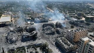 Vista aérea de los daños en Gaza provocados por los ataques israelíes. 