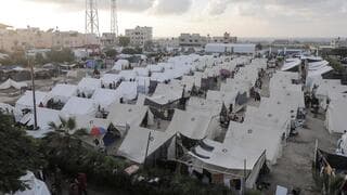 Campamento de desplazados en Jan Yunis, Franja de Gaza.