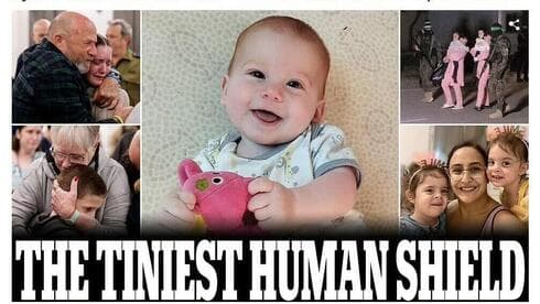 La portada del Daily Mail de Gran Bretaña incluía una fotografía grande de Kfir, de 10 meses, con las palabras: "El escudo humano más pequeño" (Foto: CORREO DIARIO ) La portada del Daily Mail