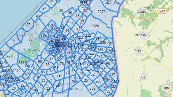 Mapa de las FDI para los civiles de Gaza. 