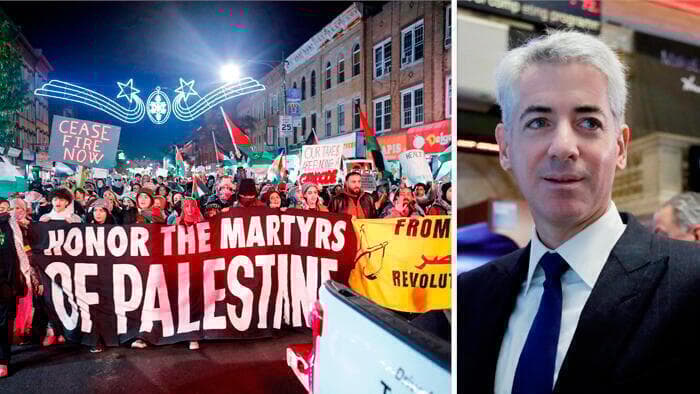 Manifestación pro Palestina, David Akerman, se ha pronunciado activamente contra el antisemitismo en la comunidad empresarial (AFP / AP) Manifestación pro Palestina, David Akerman