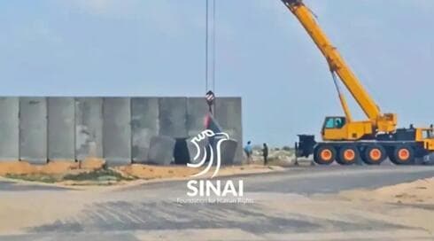 La única foto sobre la construcción que se desarrolla en el Sinaí egipicio. (Foundation for Humans Rights) La única foto sobre la construcción que se desarrolla en el Sinaí egipicio.