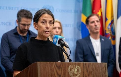 Rachel Goldberg-Polin durante su emotivo discurso frente a la ONU. 