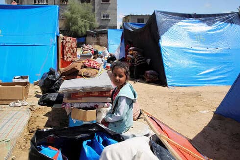 Tiendas de campaña armadas en Rafah. 