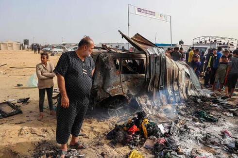 Así quedó el campamento tras el incendio en Rafah. 