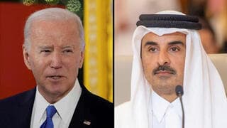 Biden y el emir de Qatar Al-Thani. Según los informes, Doha respondió a la presión estadounidense y amenazó a Hamas. 