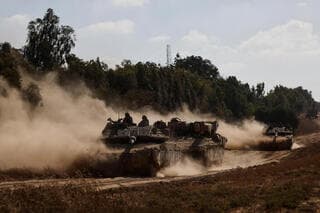 Tanques de las FDI cerca de la frontera con Gaza. 