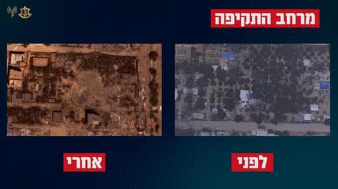 El complejo donde se escondían los terroristas, antes y después del atentado. 