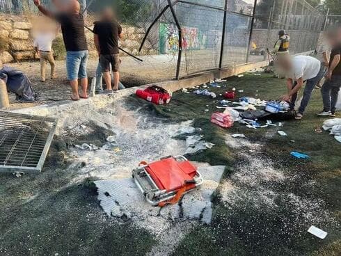 Así quedó el lugar de la explosión en Majdal Shams. 