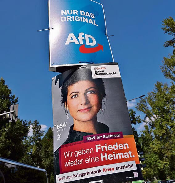 Carteles favorables a Sahra Wagenknecht. 