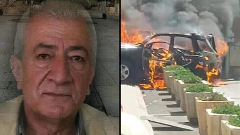 Khalil al-Makdah y el vehículo atacado. 