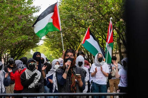 Manifestación propalestina contra Israel en la Universidad de Columbia. (Spencer Platt/Getty Images North America/AFP) Manifestación propalestina contra Israel en la Universidad de Columbia.