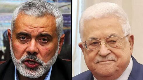 Ismail Haniyeh, líder de Hamás asesinado en Teherán, y Mahmoud Abbas, presidente de la Autoridad Palestina. 