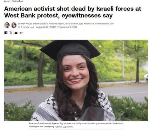 Página web de la CNN informando sobre la muerte de Eygi. 