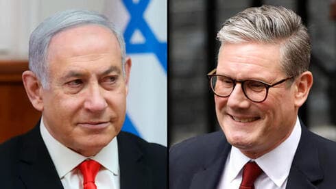 Los primeros ministros de Israel, Benjamín Netanyahu, y Reino Unido, Keir Starmer. 