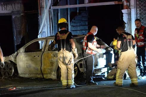 La escena de la explosión del coche en Ramla. 