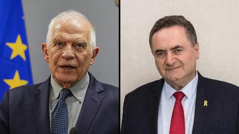 Enfrentamiento frontal entre Josep Borrel e Yisrael Katz. (Hassan Anmar, AP Foto/Cuenta de X de Katz) Enfrentamiento frontal entre Josep Borrel e Yisrael Katz.