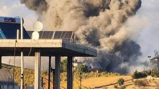 Ataque aéreo israelí en el valle de la Bekaa, en el Líbano. 