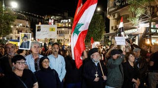 Manifestación en Ramallah tras la muerte del líder de Hezbolá. 