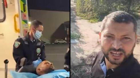 Derecha: Ismail Abu Omar en Nir Oz. Izquierda: En tratamiento en Catar. 