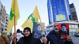 Beirut ayer, con imágenes del fallecido Hassan Nasrallah. 