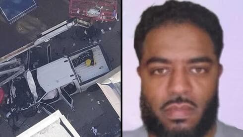 El terrorista Shams al-Din Jaber y el vehículo en el lugar del ataque. 