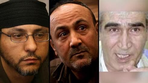 Ahmed Sa'adat, Marwan Barghouti y Abdallah Barghouti, tres de los nombres más destacados en la lista de Hamas. (Ynet) Ahmed Sa'adat, Marwan Barghouti y Abdallah Barghouti, tres de los nombres más destacados en la lista de Hamas.