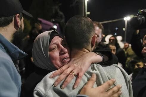 Recibimiento de los prisioneros palestinos liberados. 
