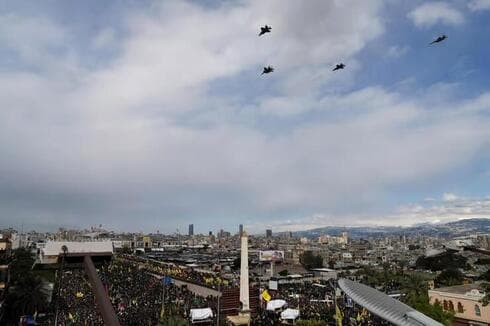 Funeral de Hassan Nasrallah. Aviones israelíes sobre el cielo de Beirut. ,