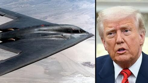 Trump y un caza furtivo lo suficientemente cerca como para atacar Irán. 