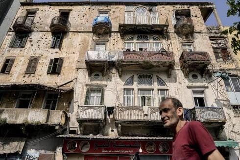 Un edificio de Beirut con disparos de la época de la guerra civil. 