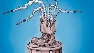Caricatura en Al-Arabi Al-Jadid. El maltrecho régimen lanza misiles en todas direcciones. 