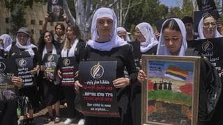 Drusos protestando frente a la embajada de Estados Unidos en Jerusalem. 