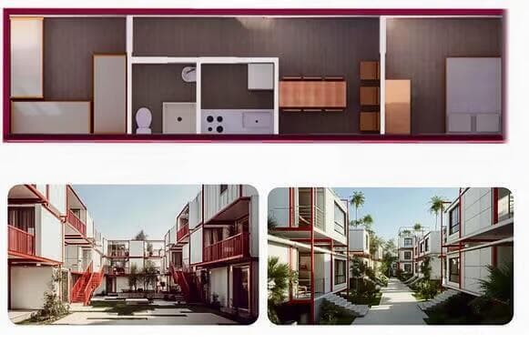 Dibujo de una unidad de vivienda temporal: del plan egipcio (Ynet) Dibujo de una unidad de vivienda temporal: del plan egipcio