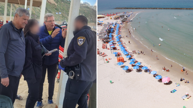 הררי ובולמש עם השוטרים בחוף סירונית