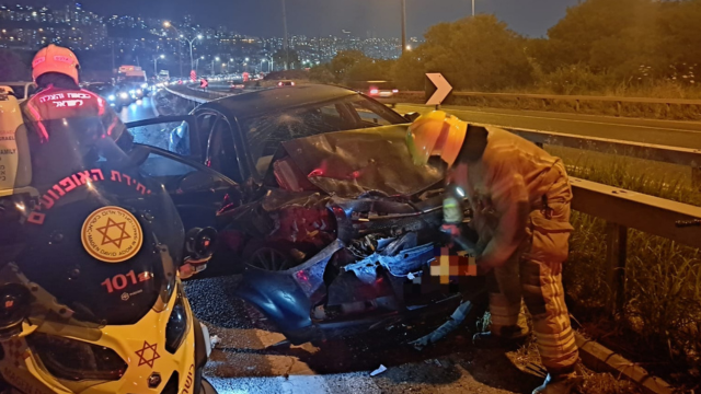 זירת התאונה בכביש 22