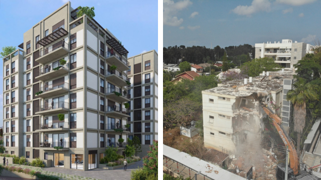 הריסת הבניינים הישנים בפרויקט סמטת המעלות בשכונת נווה מגן