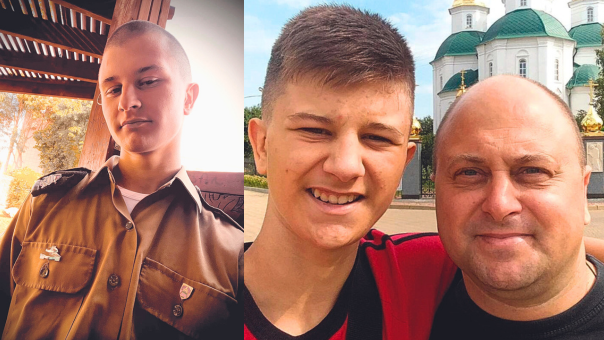 מימין: דמיטרי נובק ואביו. ובמהלך שירותו בשריון