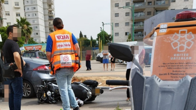 זירת התאונה ברחוב חטיבת גולני בחדרה