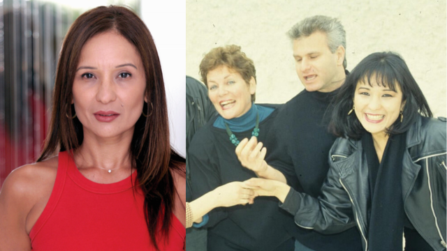 רחלי חיים (מימין) עם שרהל'ה שרון לקראת האירוויזיון