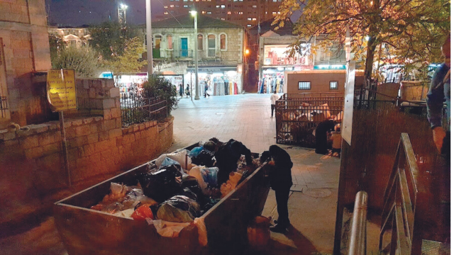 מחטטים בפח זבל במרכז העיר