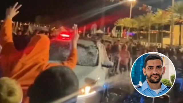 בני נוער מתפרעים בכיכר העצמאות והמפקח אדהם אלחין