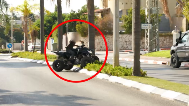טרקטורון בורח מהשוטרים בתל מונד