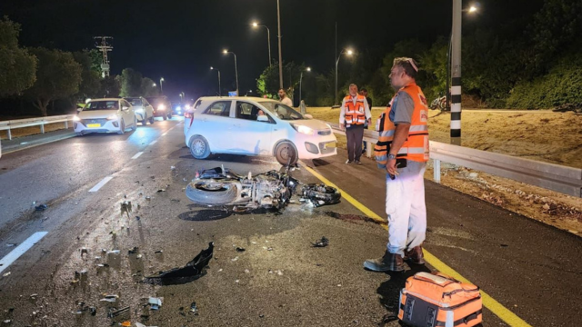 זירת התאונה סמוך למחלף אור עקיבא
