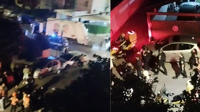 שוטרים ותושבים לאחר הדיווח הראשון במוצ"ש על שמיעת ירי