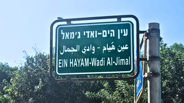 עין הים או ואדי ג'מאל? השלט בכניסה לשכונה